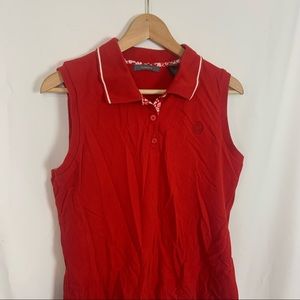 Liz Claiborne 90s Red Retro Tank Wht Trim Sz L